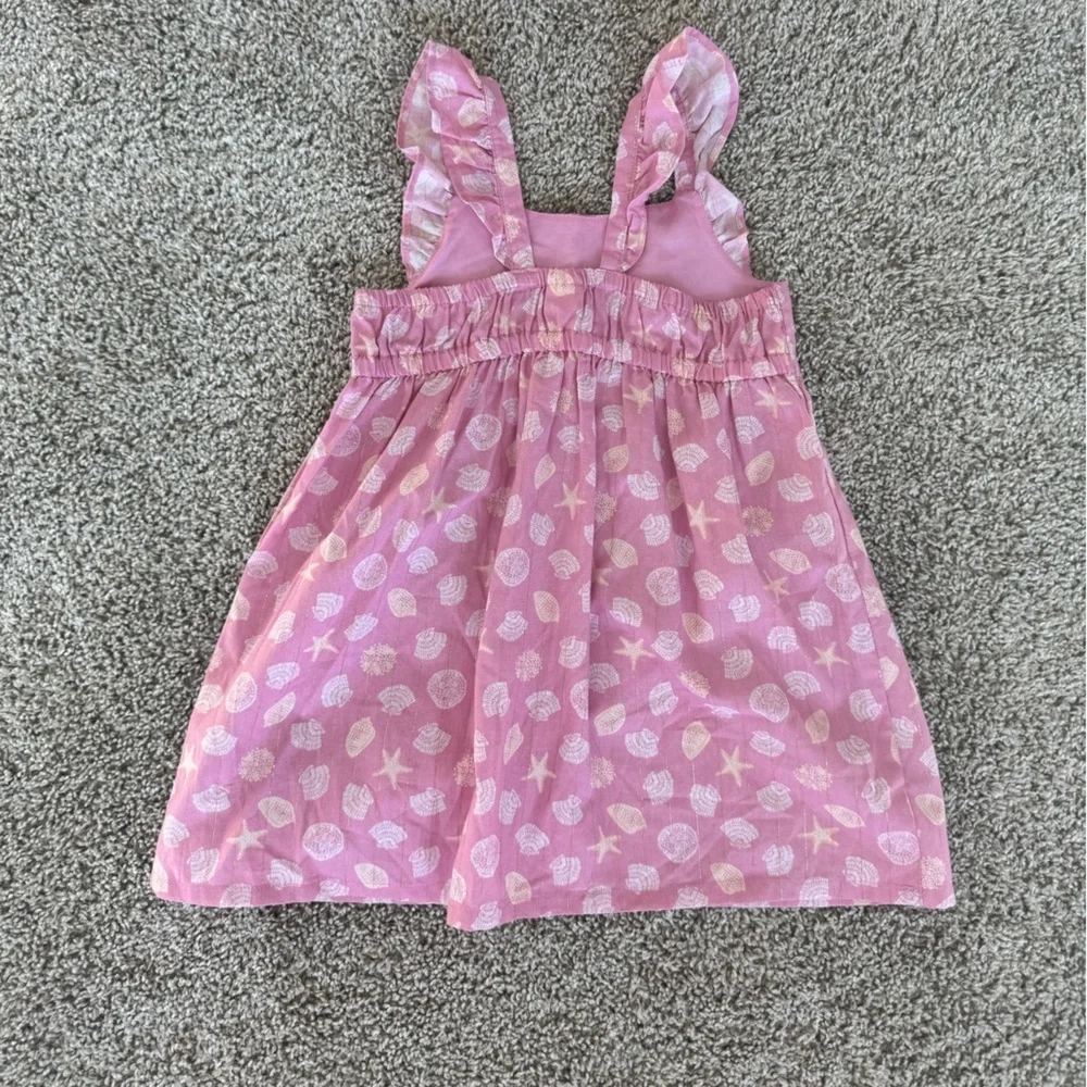 OshKosh Toddler Girl Pink Seashell Print Sundress Summer Dress beach- Size 4T